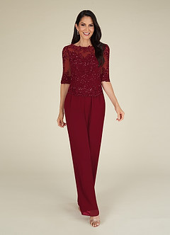 Azazie Florida Mother of the Bride Dresses Burgundy Jumpsuit/Pantsuit Sequins Chiffon Dress image8