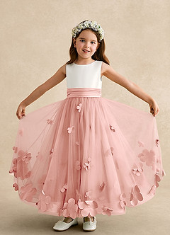 Azazie Vi Flower Girl Dresses Rosette A-Line Sleeveless Tulle Dress image5