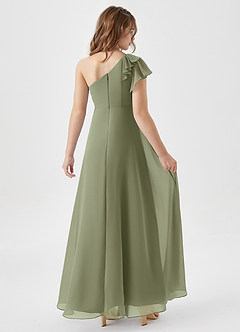 Azazie Arabella Junior Pistachio A-Line Ruched Chiffon Dress image2