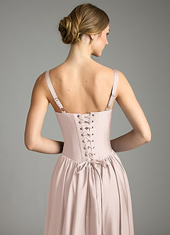 Azazie Evadina Suknie dla druhen Linia A Gorset Satyna elastyczna Do ziemi Sukienka image6