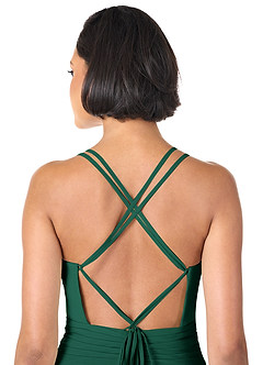 Azazie Farren Bridesmaid Dresses Emerald A-Line Pleated Chiffon Convertible Dress image2