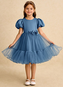Azazie Cocoa Blumenmädchenkleider Ballkleid Plissee Tüll Kleid Zwielichtviolett image1