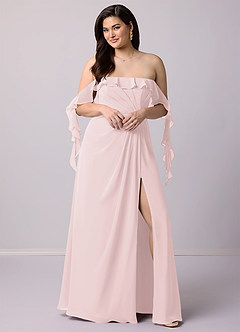 Barbie ♥ Azazie Jurken voor bruidsmeisjes Converteerbaar Jurk van Chiffon met A-Lijn Off the Shoulder Blozend Roze image10