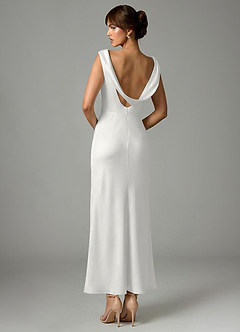 Azazie Kieryn Bridesmaid Dresses White Mermaid Pleated Stretch Satin Dress image5