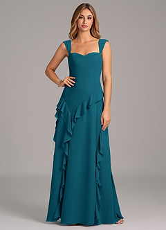 Azazie Sloane Bridesmaid Dresses Ink Blue A-Line Sweetheart Neckline Chiffon Dress image5
