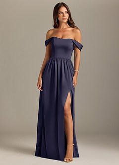 Azazie Calianna Bridesmaid Dresses Stormy A-Line Off the Shoulder Stretch Satin Convertible Dress image1
