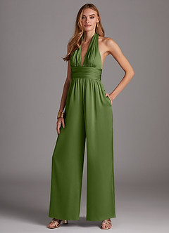 Azazie Oli Brautjungfernkleider Plissee Stretch-Satin Overall/Jumpsuit Wacholder image1