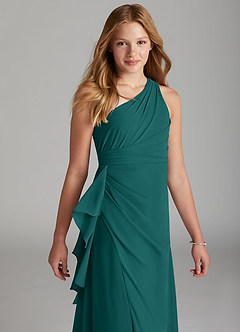 Azazie Maive Junior Peacock A-Line Pleated Chiffon Dress image4