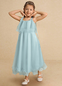 Azazie Bunie Flower Girl Dresses Mist A-Line Spaghetti Strap Tulle Dress image8