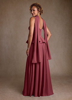 Azazie Josabeth Kleider für die Brautmutter A-Linie Plissee Chiffon Kleid Merlot image6