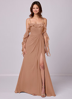 Barbie ♥ Azazie Bridesmaid Dresses Champagne Rose A-Line Off the Shoulder Chiffon Convertible Dress image7