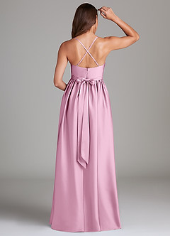 Azazie Llana Maternity Bridesmaid Dresses A-Line Stretch Satin Floor-Length Dress with Pockets image2