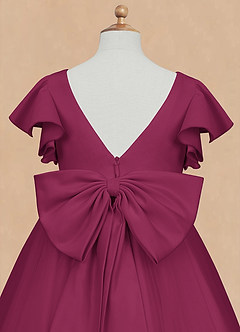 Azazie Kaeya Robe Demoiselle D'honneur Fillette Robe Trapèze en Tulle Arc Mûre image8