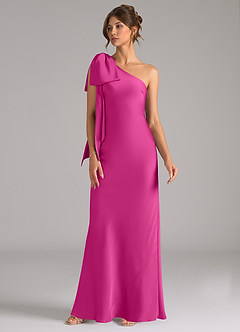 Azazie Capri Brautjungfernkleider Meerjungfrau-Linie One-Shoulder Stretch-Satin Kleid Fuchsia image4