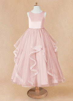 Azazie Sofia Flower Girl Dresses Blushing Pink A-Line Beaded Tulle Dress image8