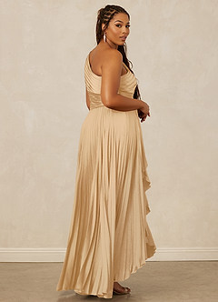 Christian Siriano Bridal for Azazie 1008 Bridesmaid Dresses Gold A-Line One Shoulder Stretch Satin Dress image13