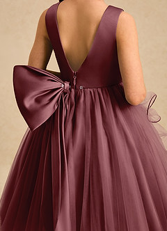 Azazie Savannah Flower Girl Dresses Desert Rose Ball-Gown Lace Tulle Dress image5