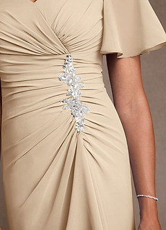 Azazie Suffolk vestidos de madre de la novia Vestido de Champán de Gasa de Corte en A con Plisado image5