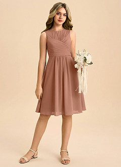 Azazie Skyla Junior Klä av A-Line i Chiffong Plisserad image1