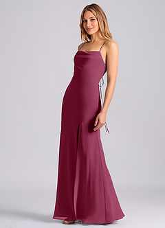 Azazie Grata Bridesmaid Dresses Mulberry Mermaid Pleated Chiffon Dress image4