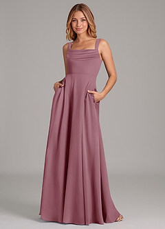 Azazie Shaude Bridesmaid Dresses Vintage Mauve A-Line Pleated Chiffon Dress image1
