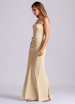 Azazie Debby Bridesmaid Dresses Champagne Mermaid Strapless Chiffon Dress image4