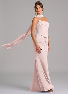 Azazie Sorrel Vestidos de damas de honor Vestido de Rosa Rubor de Gasa de Corte Sirena con Corsé image3