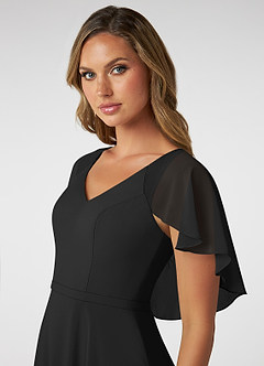 Azazie Jamie Brautjungfernkleider A-Linie Chiffon Kleid Schwarz image6