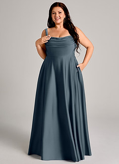 Azazie Shaude Bridesmaid Dresses Twilight A-Line Pleated Stretch Satin Dress image11
