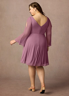 Azazie Teraso Mother of the Bride Dresses Vintage Mauve A-Line Pleated Mesh Dress image10