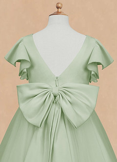 Azazie Kaeya Robe Demoiselle D'honneur Fillette Robe Trapèze en Tulle Arc Vert Sauge image8