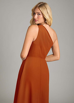 Azazie Phaedra Robes de demoiselle d'honneur Robe Trapèze en Mousseline de soie Une épaule Paprika image6