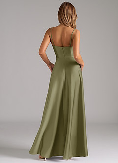 Azazie Elle Bridesmaid Dresses Pistachio A-Line Pleated Stretch Satin Dress image7