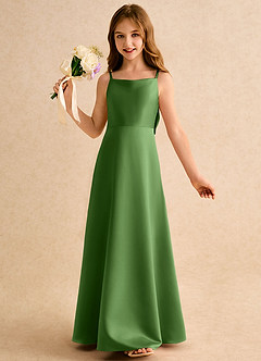 Azazie Joella Girls Formal Flower Girl Klänningar Klänning A-Line i Matt satäng Plisserad image3
