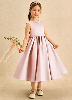 Azazie Doodle Flower Girl Klänningar Klä Balklänning i Matt satäng Rosett image3