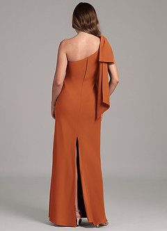 Azazie Capri Bridesmaid Dresses Cinnamon A-Line One Shoulder Chiffon Dress image2