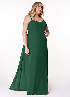 Azazie Moira Brautjungfernkleider A-Linie Schaufel Chiffon Kleid Dunkelgrün image11