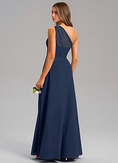 Azazie Phaedra Bridesmaid Dresses Dark Navy A-Line One Shoulder Chiffon Dress image7