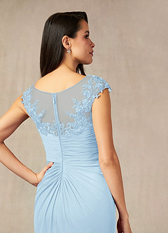Azazie Oliniana Mère de la mariée Robes Robe Sirène en Maille Dentelle Bleu Ciel image4