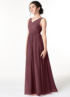 Azazie Sawyer Junior Sangria A-Line Pleated Chiffon Dress image4