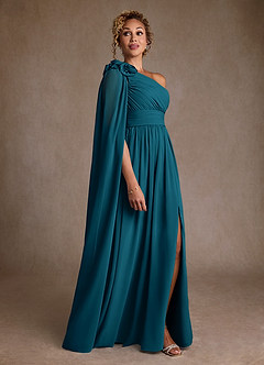 Azazie Lancaster Kleider für die Brautmutter A-Linie One-Shoulder Chiffon Kleid Tintenblau image3
