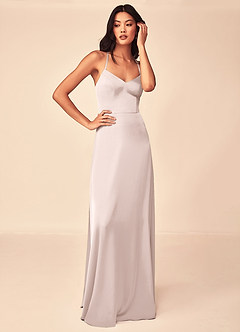 Azazie Mei Bridesmaid Dresses Blushing Pink A-Line V-Neck Stretch Satin Dress image5