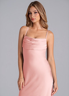 Azazie Seema Bridesmaid Dresses Powder Pink Mermaid Corset Stretch Satin Dress image2