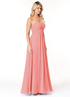 Azazie Yazmin Bridesmaid Dresses Coral A-Line Sweetheart Neckline Chiffon Convertible Dress image5
