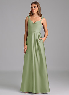 Azazie Beatrice 신부 들러리 드레스 A라인 스윗하트 네크라인 스트레치 새틴 바닥 길이 드레스 image3