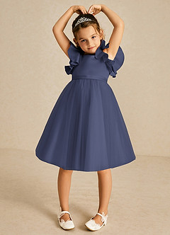 Azazie Kaeya Flower Girl Dresses Stormy A-Line Bow Tulle Dress image3