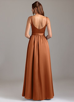 Azazie Elliott Bridesmaid Dresses Copper A-Line with Pockets Stretch Satin Dress image6