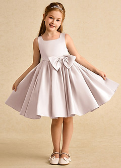 Azazie Jessie Blumenmädchenkleider A-Linie Schleifen Matte Satin Kleid Blassrosa image2
