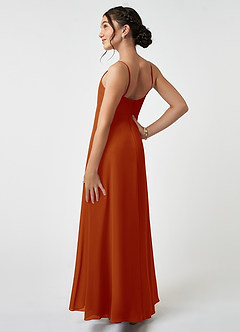 Azazie Collette Junior A-Linie Gestreift Chiffon Kleid Paprika image4