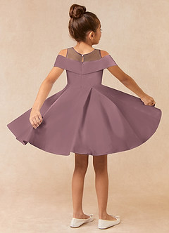 Azazie Shirin Blumenmädchenkleider A-Linie Schulterfrei Matte Satin Kleid Vintage Mauve image3